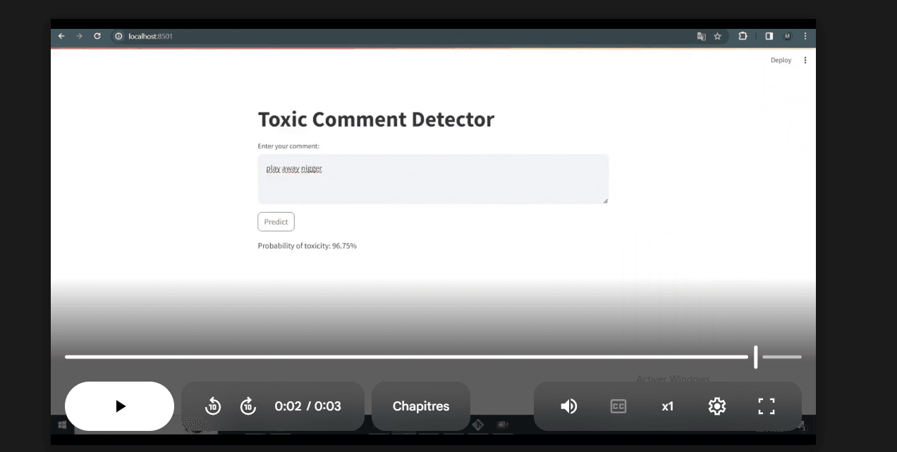 Toxic comment detection application